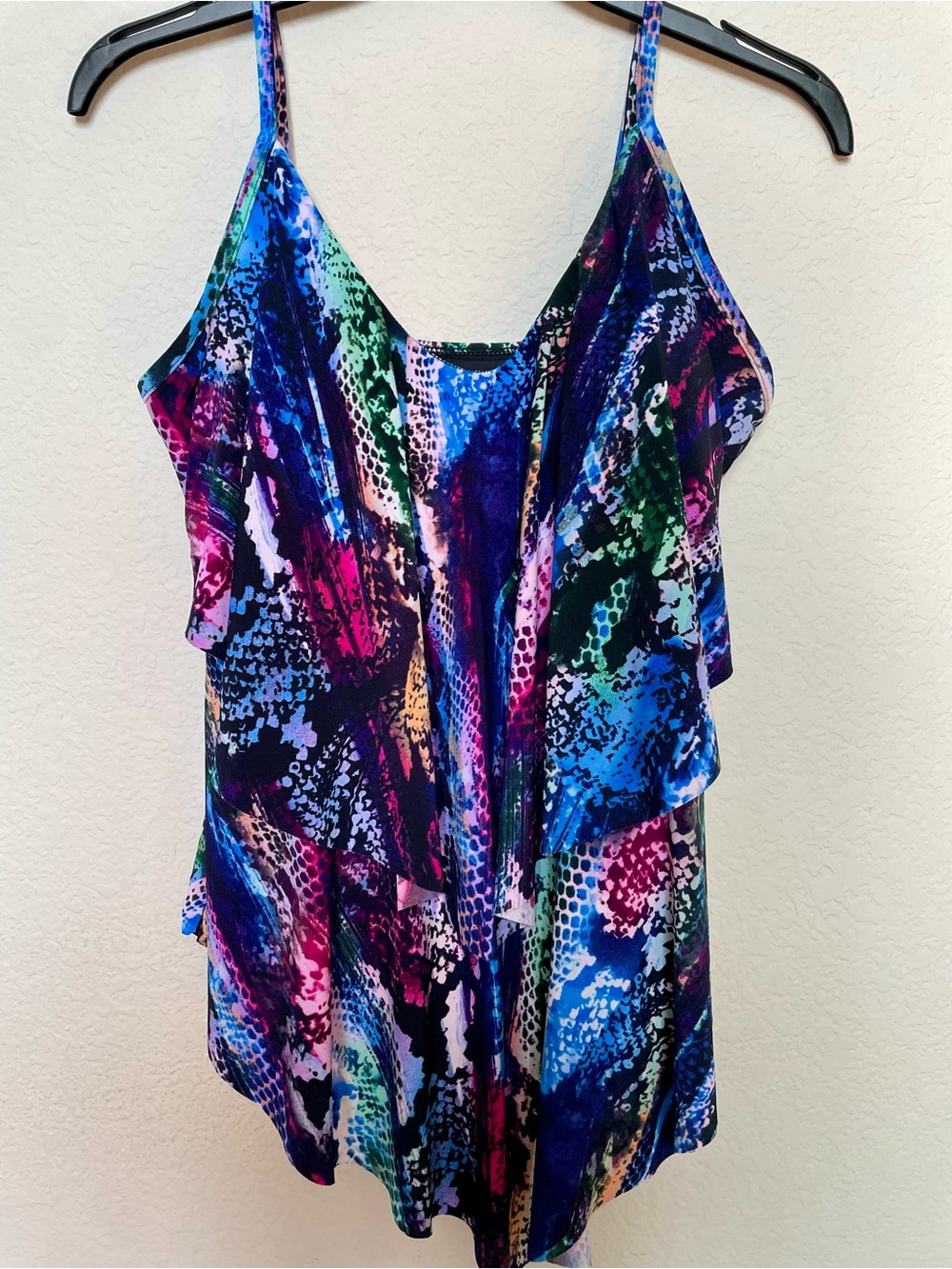 Multicolor Ruffle Cami Tank Top with Spaghetti Straps 14